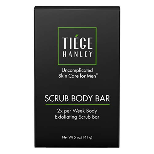 Tiege Hanley Twice Weekly Exfoliating Bar Soap for Men -SCRUB BODY BAR- - ACTIVATED CHARCOAL to Remove Impurities - Subtle Scent - Made in the USA - 5 Ounce Bar