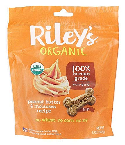 Rileys Organics  Dog Treat Peanut Butter Molasses Large Organic  5 Ounce