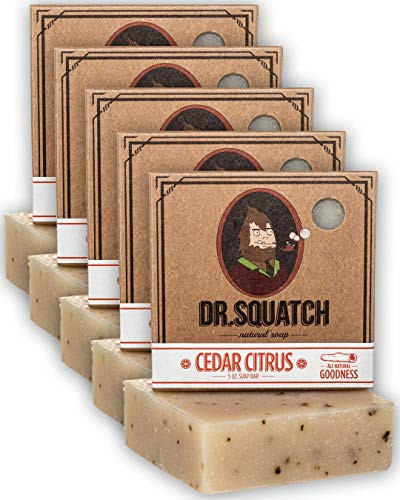 Dr. Squatch Men s Soap 5-Pack Bundle  Cedar Citrus Bar Soap for Men with Natural Scent  Skin Exfoliating and Body Nourishing  Handmade with Organic Oils in USA -5 Bar Set-