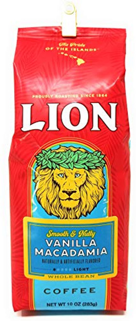 Lion Coffee VANILLA MACADAMIA  Whole Bean  Light Roast  10 Oz. Bag  Smooth  and  Nutty Lion Coffee VANILLA MACADAMIA  Whole Bean  Light Roast  10 Oz. Bag  Smooth  and  Nutty