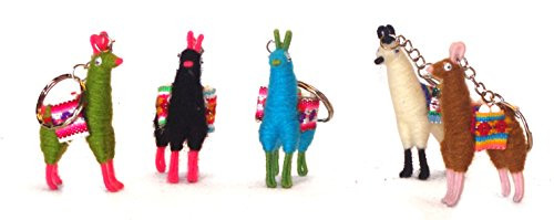 Llama Alpaca 5 Pack Hand Made Key Ring Set of Five Sanyork Fair Trade -TM- Artisan Made Peru