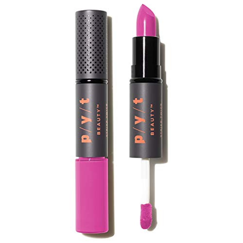 PYT Beauty Double Duty Lipstick  Plus  Lip Gloss  Fuchsia Pink  Moisturizing  Hypoallergenic  Cruelty Free  Vegan  1 Count