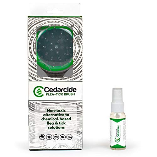 Cedarcide Flea  Plus  Tick Pet Brush -1oz Pack- - Durable Grooming Brush Effectively Applies Original Biting Insect Spray to Kill  Plus  Repel Fleas Ticks  and  Mosquitoes - for Pet Cats and Dogs