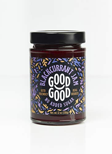 Blackcurrant Jam by Good Good - 12 oz   330 g - Keto Friendly No Added Sugar Strawberry Jam - Keto - Vegan - Gluten Free - Diabetic -Strawberry- -Blackcurrant-