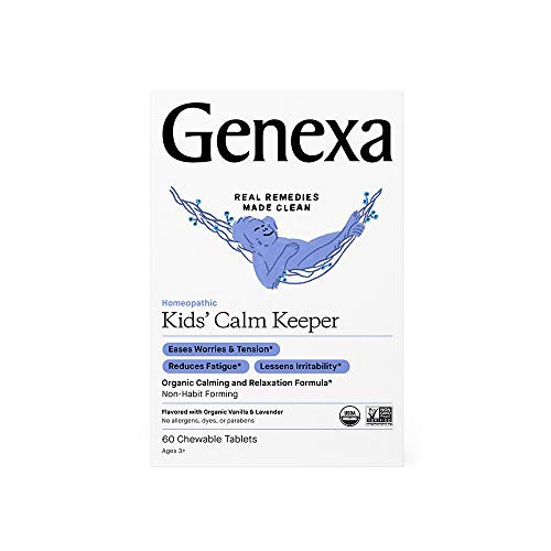 Genexa Kids  Calm Keeper - 60 Tablets - Certified Organic  and  Non-GMO  Physician Formulated  Homeopathic - Calming  and  Relaxation Aid for Children