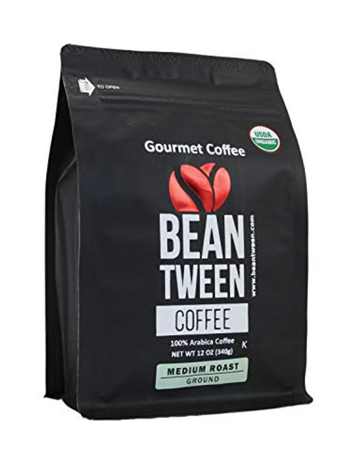 Beantween Coffee Organic Coffee Beans Brazil Single Origin Low Acid Gourmet Medium Roast Ground of 100 percent Arabica Coffee Certified Organic Kosher 12oz Bag Beantween Coffee Organic Coffee Beans Brazil Single Origin Low Acid Gourmet Medium Roast Ground of 100 percent Arabica Coffee Certified Organic Kosher 12oz Bag