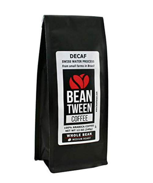 Beantween Coffee Decaf Swiss Water Process from Small farms in Brazil Low Acid Gourmet Medium Roast Whole Bean of 100 percent Arabica Coffee Certified Kosher 12oz Bag Beantween Coffee Decaf Swiss Water Process from Small farms in Brazil Low Acid Gourmet Medium Roast Whole Bean of 100 percent Arabica Coffee Certified Kosher 12oz Bag