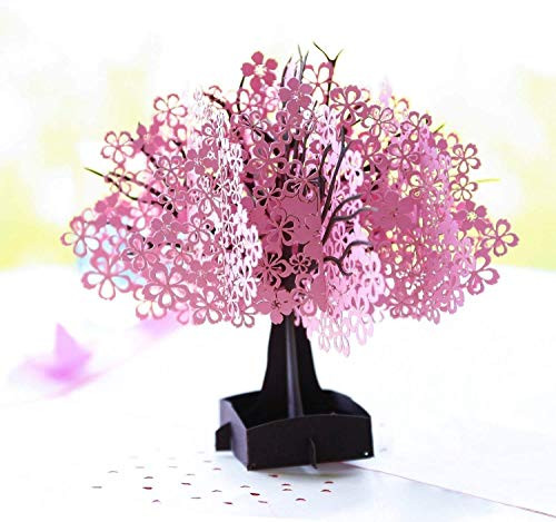 Romantic Cherry Blossom Pop Up Card  3D Popup Greeting Cards for Birthday  Anniversary  Get Well  Valentines  Mothers Day  Fathers Day  Wedding  Thank you  Spring Card or ANY Occasion Greeting Card