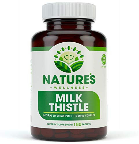 Milk Thistle - 180 Count - Standardized Silymarin Extract for Maximum Liver Support - Detox  Cleanse  and  Maintain Your Liver  1350 mg Extract  and  Seed Complex - Natural Herbal Supplement - 60 Servings