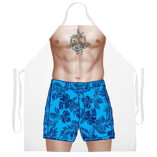 Attitude Aprons  inchShirtless BBQ Dude Adjustable Apron  White