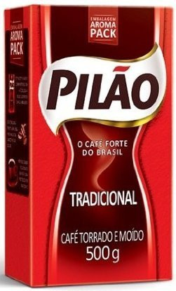 Pilao Coffee Traditional Roast and Ground- Cafe Torrado e Moído - 17.60oz. -500g--PACK OF 4-