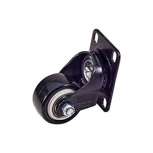 MroMax 1.5 Inch Swivel Caster Wheels PU 360 Degree Top Plate Mounted Caster Wheel 110lb Capacity Black Tone 1pcs
