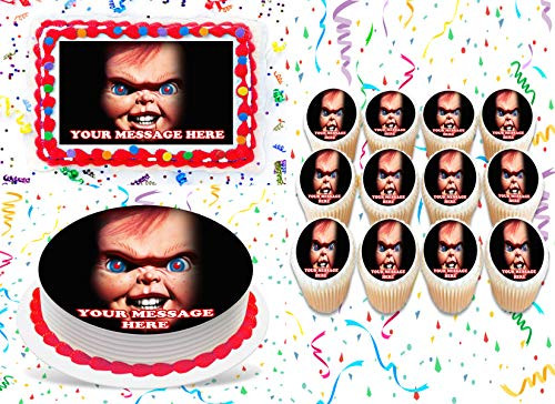 Chucky Cake Topper Edible Image Personalized Cupcakes Frosting Sugar Sheet -8 inch X 11 inch Cake Topper-