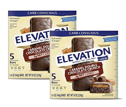 Millville Elevation Advanced Carb Conscious Better for You Caramel Double Chocolate Crunch Endulgent Bars - 2 Boxes