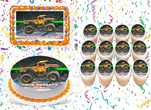 El Toro Loco Monster Jam Truck Cake Topper Edible Image Personalized Cupcakes Frosting Sugar Sheet -8 inch Round Cake Topper-