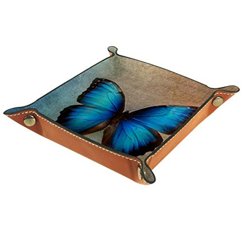 Vintage Blue Butterfly Dice Tray Dice Rolling Tray Holder Storage Box Dice Tray for RPG DND Table Games Dice Tray