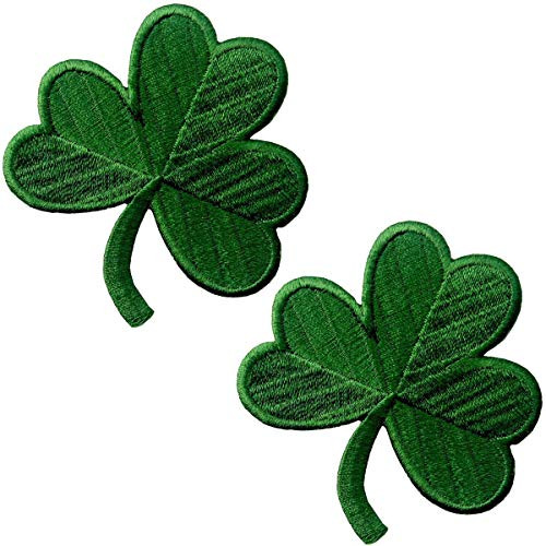 2 Packs Irish Clover Embroidered Patches St. Patrick s Day Clover Sewing on Patches Dark Green Embroidered Emblem Lucky Shamrock Iron Sew on Ireland Patch for Clothes Bag Hat