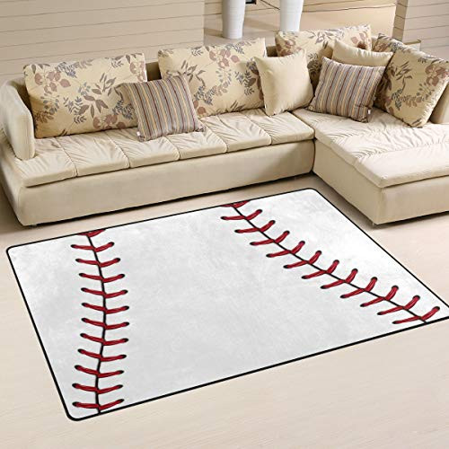Linomo Area Rug Baseball Lace Sport Ball Floor Rugs Doormat Living Room Home Decor  Carpets Area Mats for Kids Boys Girls Bedroom 31 x 20 Inches