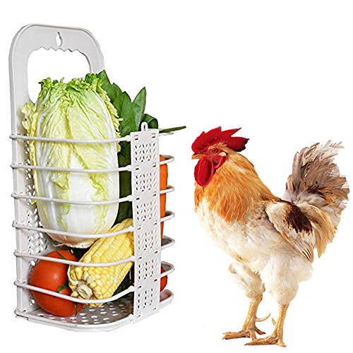 JWShang Chicken Vegetable Basket Veggie Ball Fruit Rabbit Hay Feeder Foldable Hanging Pet Feeder Wall-Mounted Storage Basket for Hens Chicken Rabbit Parrot Coop Toys JWShang Chicken Vegetable Basket Veggie Ball Fruit Rabbit Hay Feeder Foldable Hanging Pet Feeder Wall-Mounted Storage Basket for Hens Chicken Rabbit Parrot Coop Toys