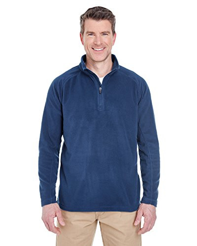 UltraClub Adult Cool  and  Dry 1 4-Zip Micro-Fleece L Navy
