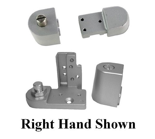Kawneer Style TOP & BOTTOM Pivot Hinge Set for Commercial Adams Rite Type Storefront Door, Choose Handing & Finish (Right Hand in Aluminum)