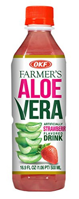 OKF Farmer s Aloe Vera Drink Strawberry 16.9 Fluid Ounce -Pack of 12- OKF Farmer s Aloe Vera Drink Strawberry 16.9 Fluid Ounce -Pack of 12-