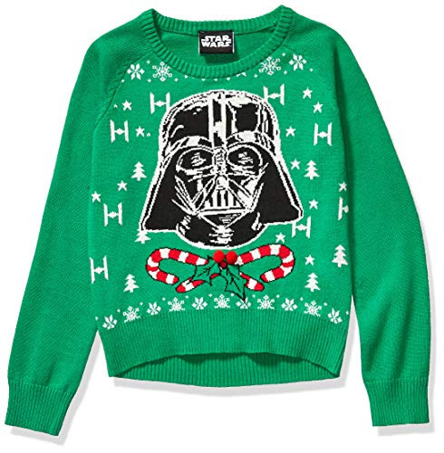 STAR WARS Girls  Ugly Christmas Sweater  Vader Green  Small -6 6x-