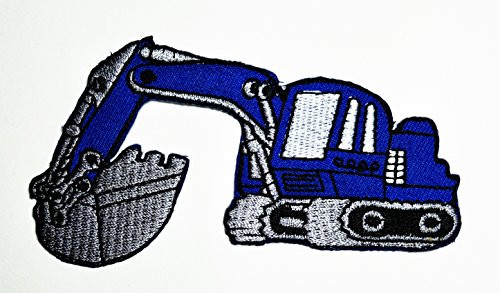 Blue Backhoe Digger Tractor Loader trackhoe Bulldozer Embroidered Patch Ideal for adorning Your Jeans  Hats  Bags  Jackets and Shirts.