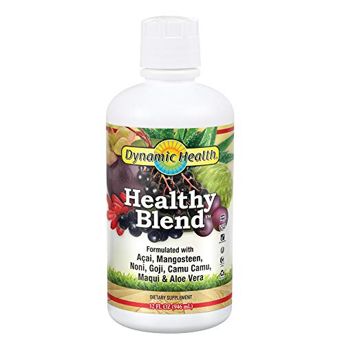 Dynamic Health Healthy Blend - for Healthy Living - Acai  Magosteen  Noni  Goji  Camu Camu  Maqui  and  Aloe Vera - No Gluten or BPA  Vegetarian - 32 oz