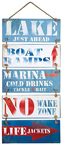 The Lake Directions Hanging Sign Tin Sign 21 x 10in