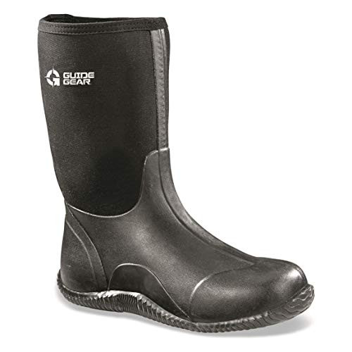 Guide Gear Men s Mid Bogger Waterproof Rubber Boots  Black  Black  9D -Medium-