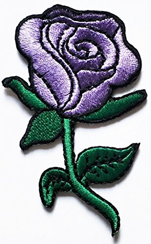 HHO Purple Rose Flowers Patch Embroidered Patch Embroidered DIY Patches Cute Applique Sew Iron on Kids Craft Patch for Bags Jackets Jeans Clothes