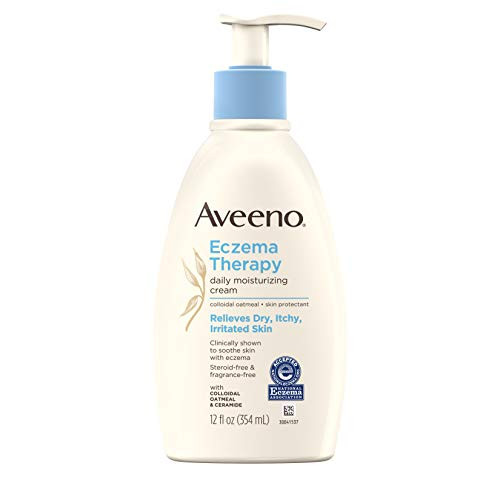 Aveeno Eczema Therapy Daily Moisturizing Cream for Sensitive Skin Soothing Lotion with Colloidal Oatmeal for Dry Itchy and Irritated Skin Steroid-Free and Fragrance-Free 12 fl. oz Aveeno Eczema Therapy Daily Moisturizing Cream for Sensitive Skin Soothing Lotion with Colloidal Oatmeal for Dry Itchy and Irritated Skin Steroid-Free and Fragrance-Free 12 fl. oz