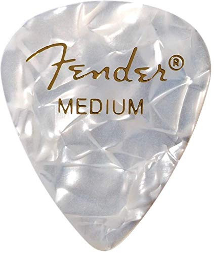 Fender 351 Premium Celluloid Guitar Picks -12-Pack- Medium White Moto Medium