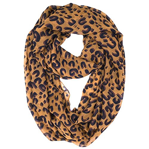 Tapp C. Fashion Leopard Print Infinity Scarf - Black Brown