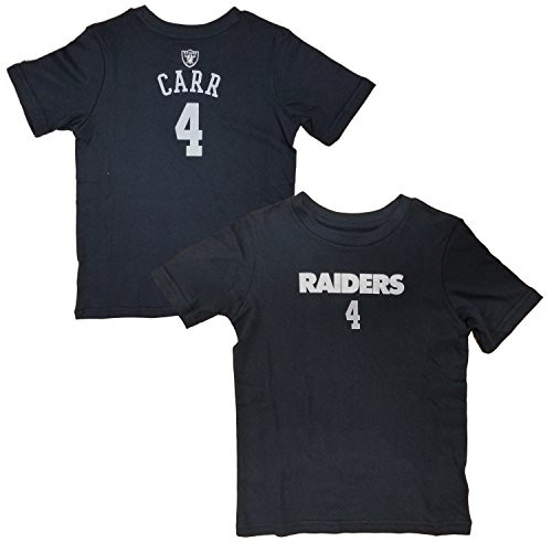 Derek Carr Oakland Raiders  4 Black Kids Micro Logo Name  and  Number T Shirt -Kids 5 6-