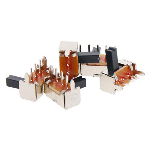 Fielect 50Pcs 2 Position 3Pin 1P2T Panel Mount Micro Slide Switch Latching Toggle Switch High Knob 5mm Handle Height Silver 50V 0.5A SK-12D07