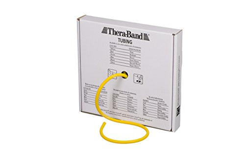 TheraBand Resistance Tubes Professional Latex Elastic Tubing For Upper and Lower Body Core Exercise Physical Therapy Lower Pilates At-Home Workouts and Rehab 25 Foot Yellow Thin Beginner Level 2 TheraBand Resistance Tubes Professional Latex Elastic Tubing For Upper and Lower Body Core Exercise Physical Therapy Lower Pilates At-Home Workouts and Rehab 25 Foot Yellow Thin Beginner Level 2