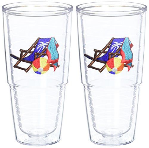 Tervis Tumbler Blue Beach Chair 24-Ounce Double Wall Insulated Tumbler, Set of 2