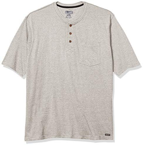 Smith s Workwear Men s Long Tail Short Sleeve Henley  Heather Grey  L