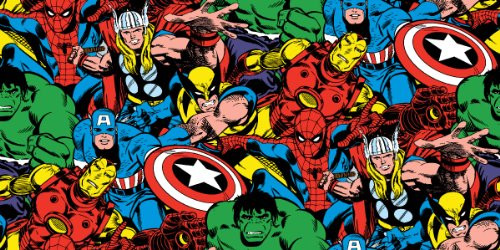 Springs Creative Products Group 2-Yard Cut Marvel Comics Comic Pack Fabric  43 44-Inch Wide  Multi Color