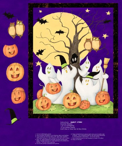 Springs Creative Products Group Halloween Fabric Home Decor  43 44-Inch  Ghost Story  Purple
