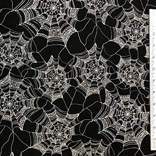 Patterned Web Halloween Spider Web Fabric by Springs Creative 43 in Wide 100 percent  Cotton Fabric Sold by Yard