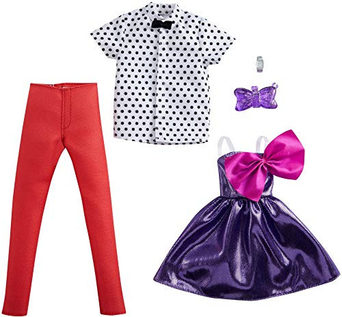 Barbie Fashion Pack with 1 Outfit 1 Accessory Doll Purple Dress with Bow 1 Each for Ken Doll Polka Dot with Bow Tie Gift for 3 to 8 Year Olds Barbie Fashion Pack with 1 Outfit 1 Accessory Doll Purple Dress with Bow 1 Each for Ken Doll Polka Dot with Bow Tie Gift for 3 to 8 Year Olds