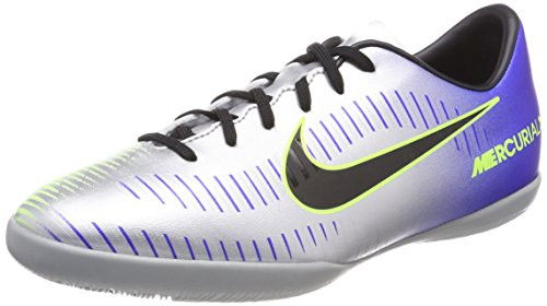 NIKE Jr MercurialX Victory 6 Neymar JR IC Silver Blue Indoor Soccer Shoes Little Kid Size 10.5c