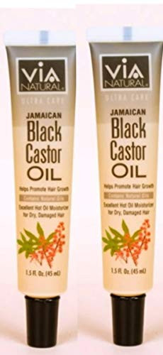 VIA NATURAL Ultra Care Jamaican Black Castor Oil  Excellent Hot Oil Treatment Mositurizer  for Hair Scalp  and  Body  1.5 Fl.oz -Pack of 2-