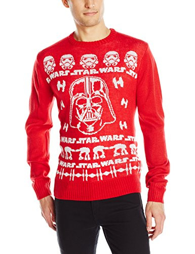Star Wars Men s Ugly Christmas Sweater  Dark Red  Large