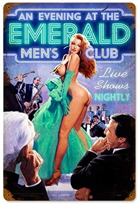 Emerald Evening - Pin-Up Girl Metal Vintage Tin Sign 8x12 inch Tin Sign