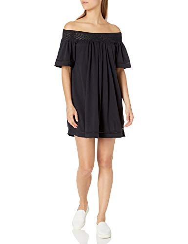 Roxy Junior s Moonlight Shadows Off The Shoulder Mini Dress  Anthracite  S