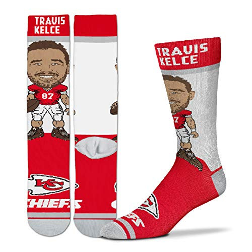 For Bare Feet - Men s NFL   Player Dress Socks - 1 Pair -Travis Kelce Kansas City Chiefs  Large 10-13-